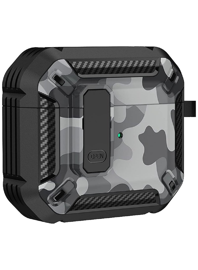 MOBM AirPods Pro Case with Carabiner – Shockproof Protective Cover Grey - Image 3